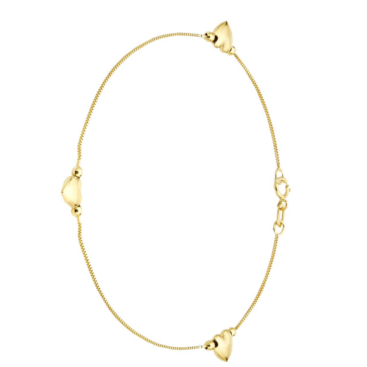 375 Gold Fußkettchen mit 3 Herzchen