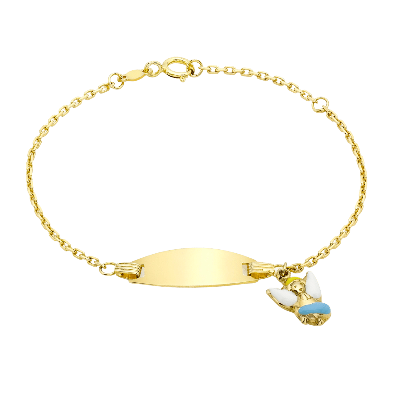 Gravurarmband aus 375 Gold mit Engel-Anhänger