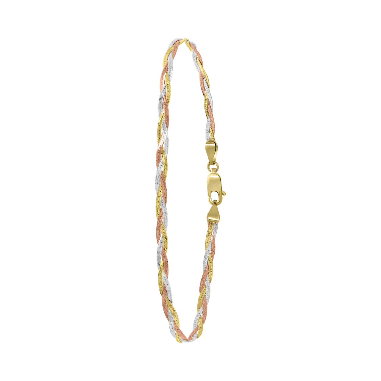 Armband, 375 Gold, dreifarbig, Fischgrätkette