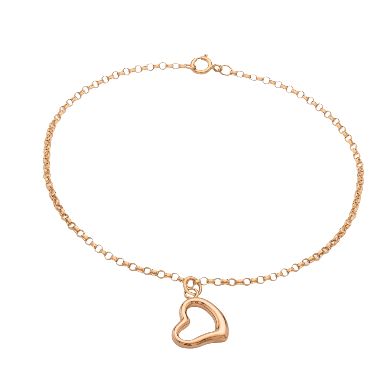 9 Krt armband jasseron met hanger open hart rose