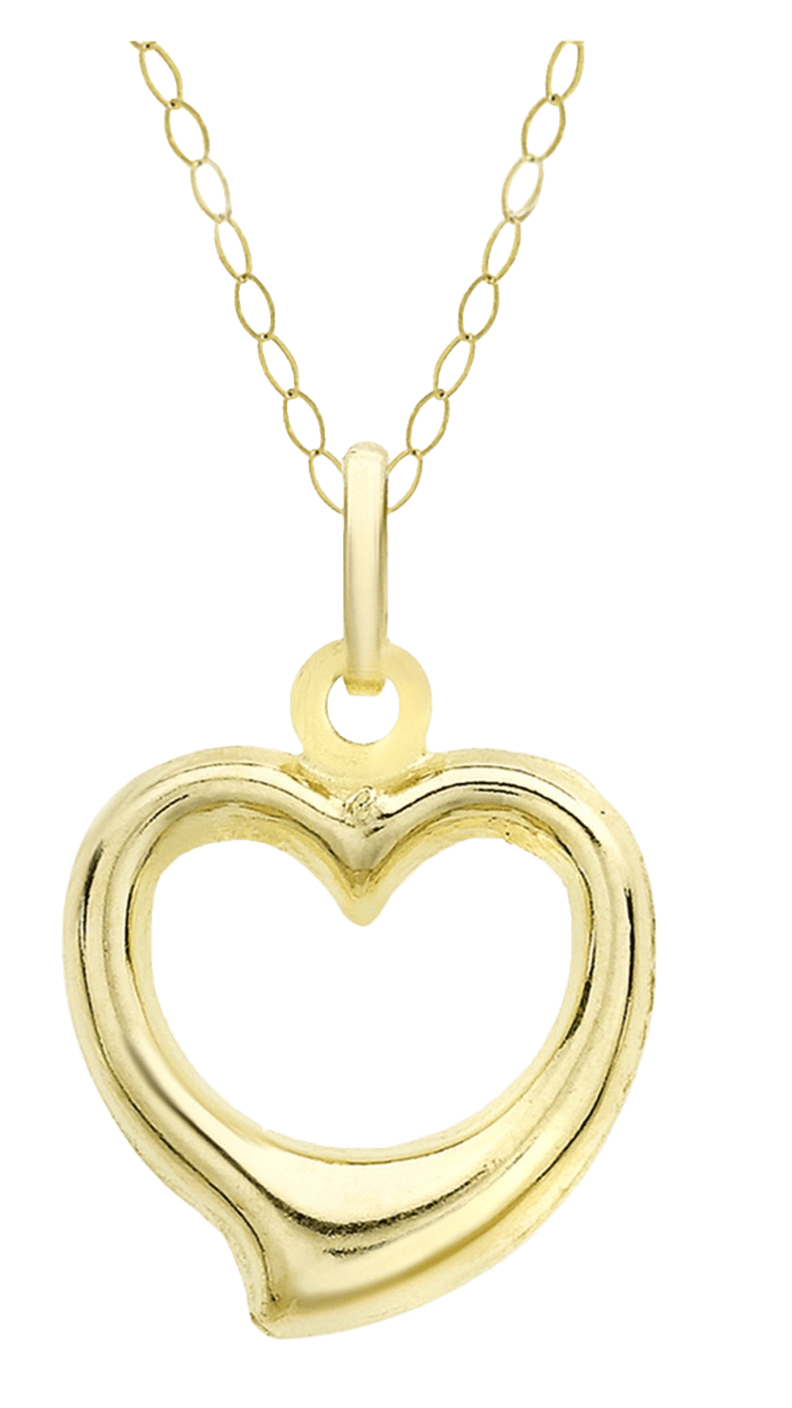 14K Gelbgold Poliert Offenes Herz Liebe Omega Slide