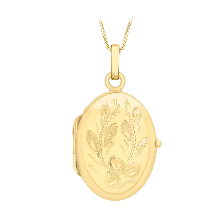 Halskette aus 375 Gold mit Blumenmedaillon