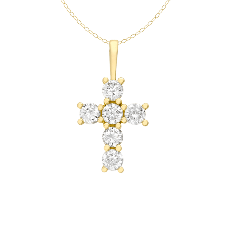 375 Gold Halskette mit Kreuzanhänger und Zirkoniasteinen