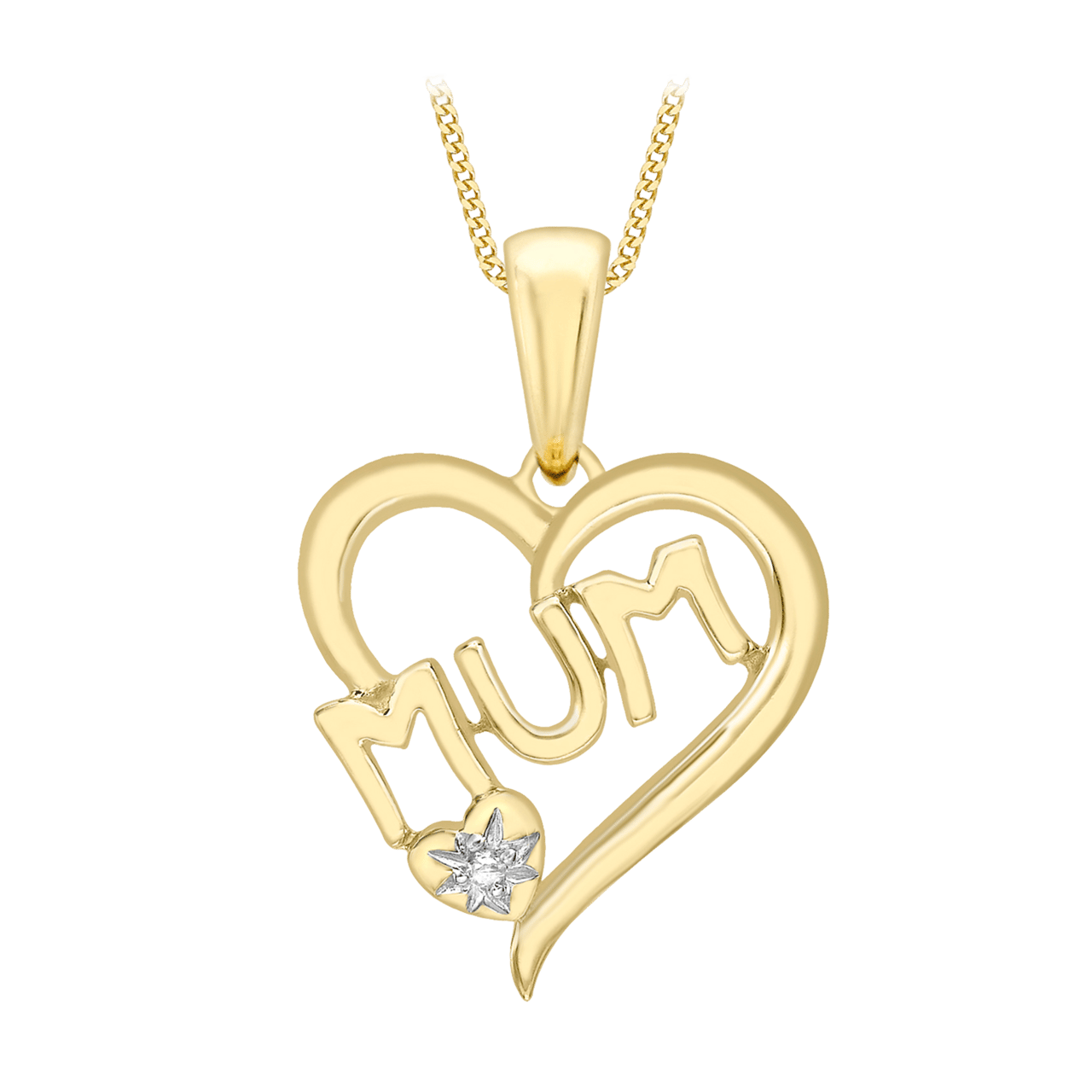 375 Gold Halskette mit Herzanhänger mit Diamant