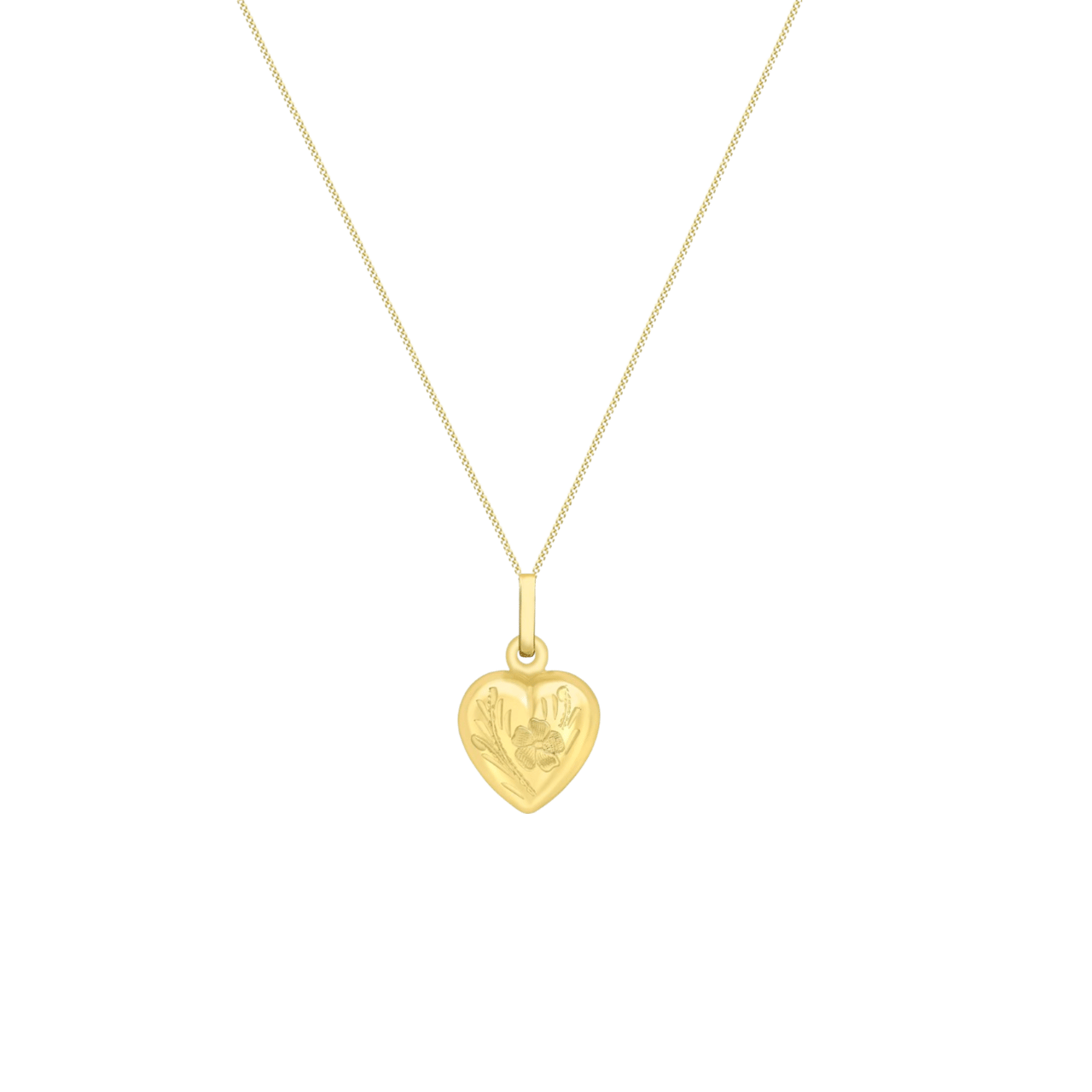 375 Gold Halskette, Herzmedaillon mit Blumen