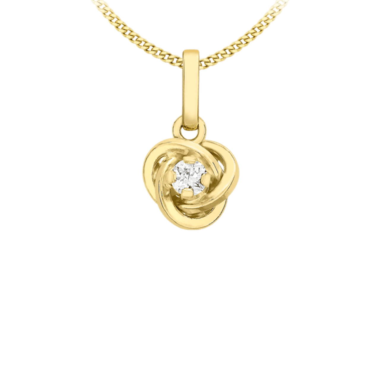 Kette aus 375 Gold mit Knotenanhänger mit Zirkonia