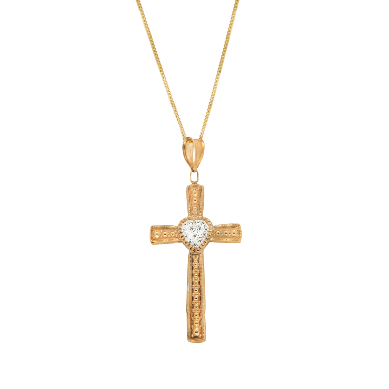 9 karaat ketting met hanger kruis met zirkonia voor dames