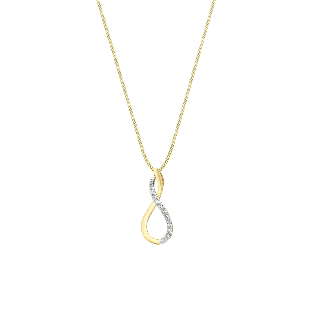 Halskette, 375 Gold, mit Fantasie-Anhänger, Diamant