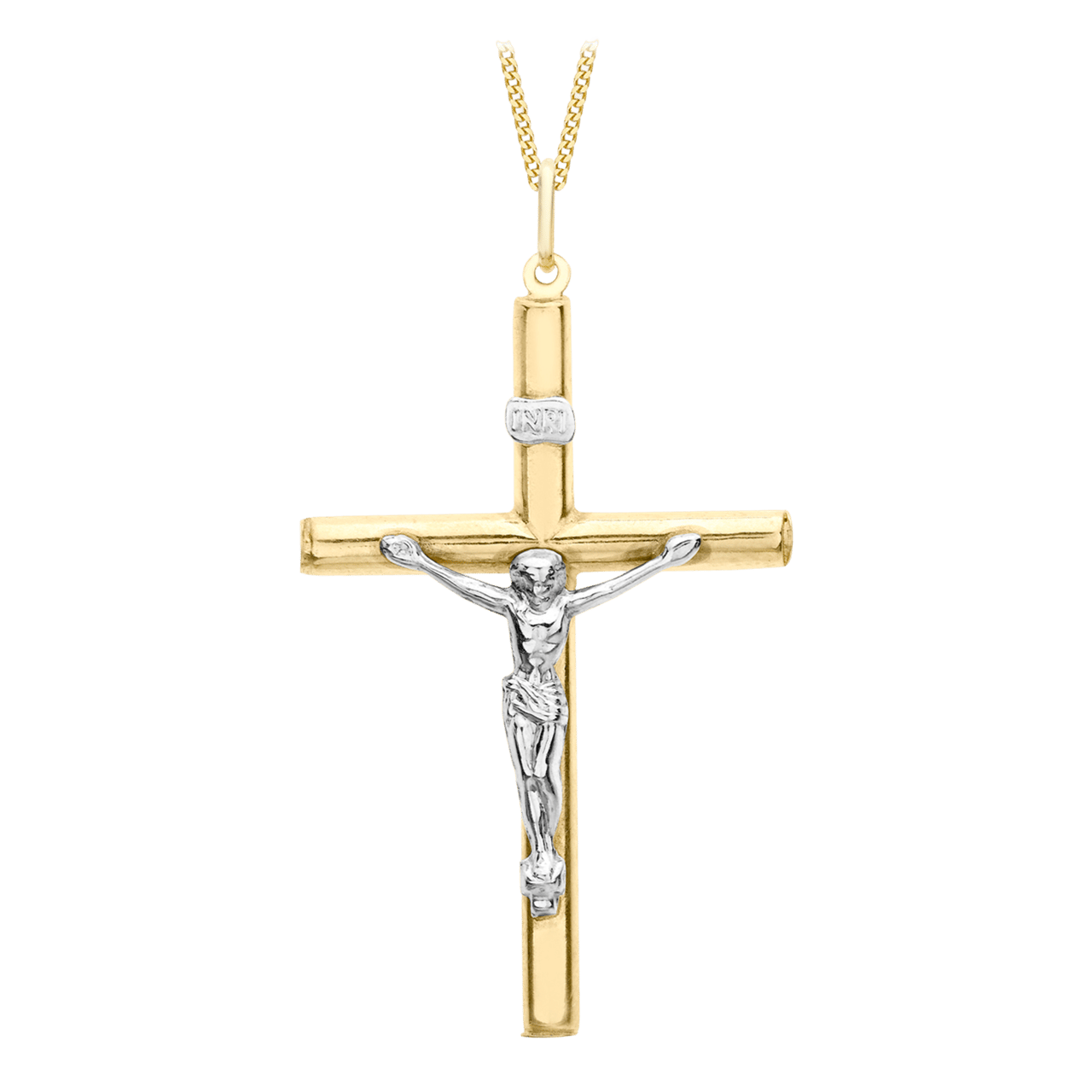 9 Karaat bicolor ketting met hanger kruis