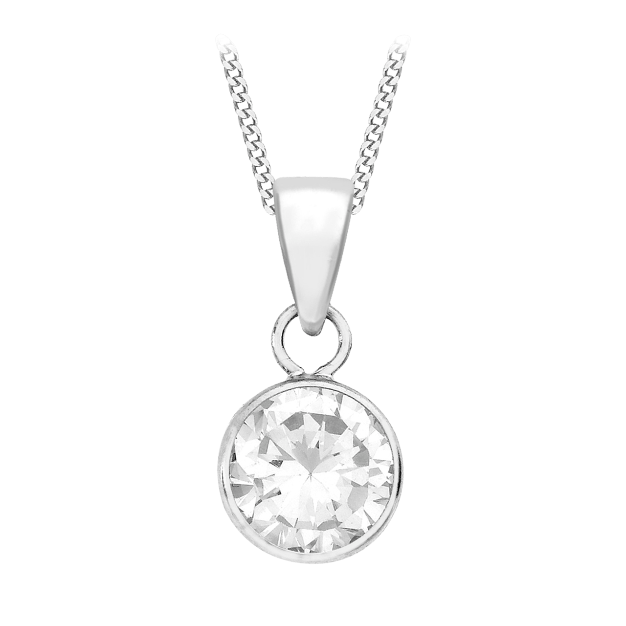 375 Gold Halskette mit Zirkoniaanhänger, weiß