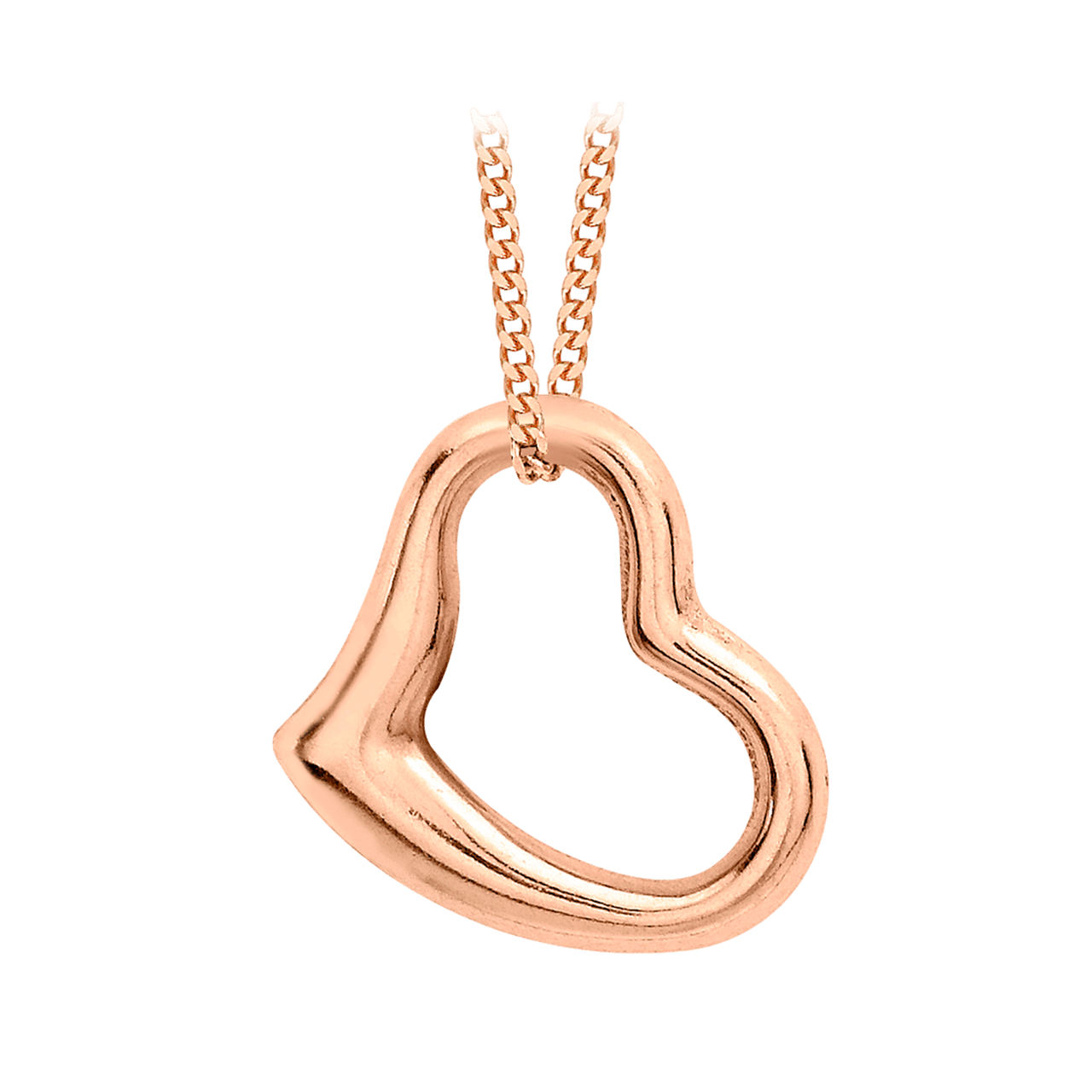 9 karaat ketting met hanger open hart rose voor dames