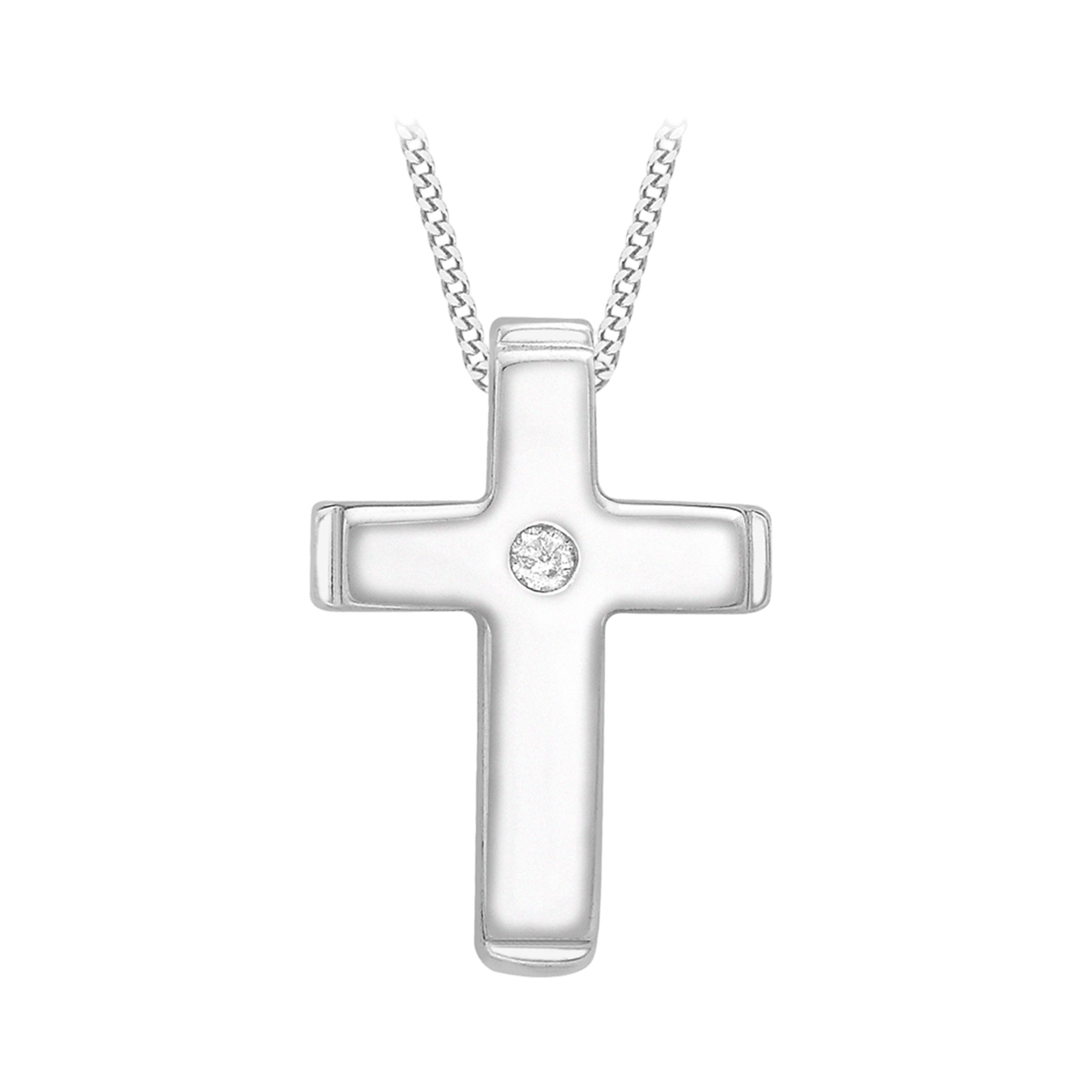 375 Gold Halskette mit Kreuzanhänger mit Diamant