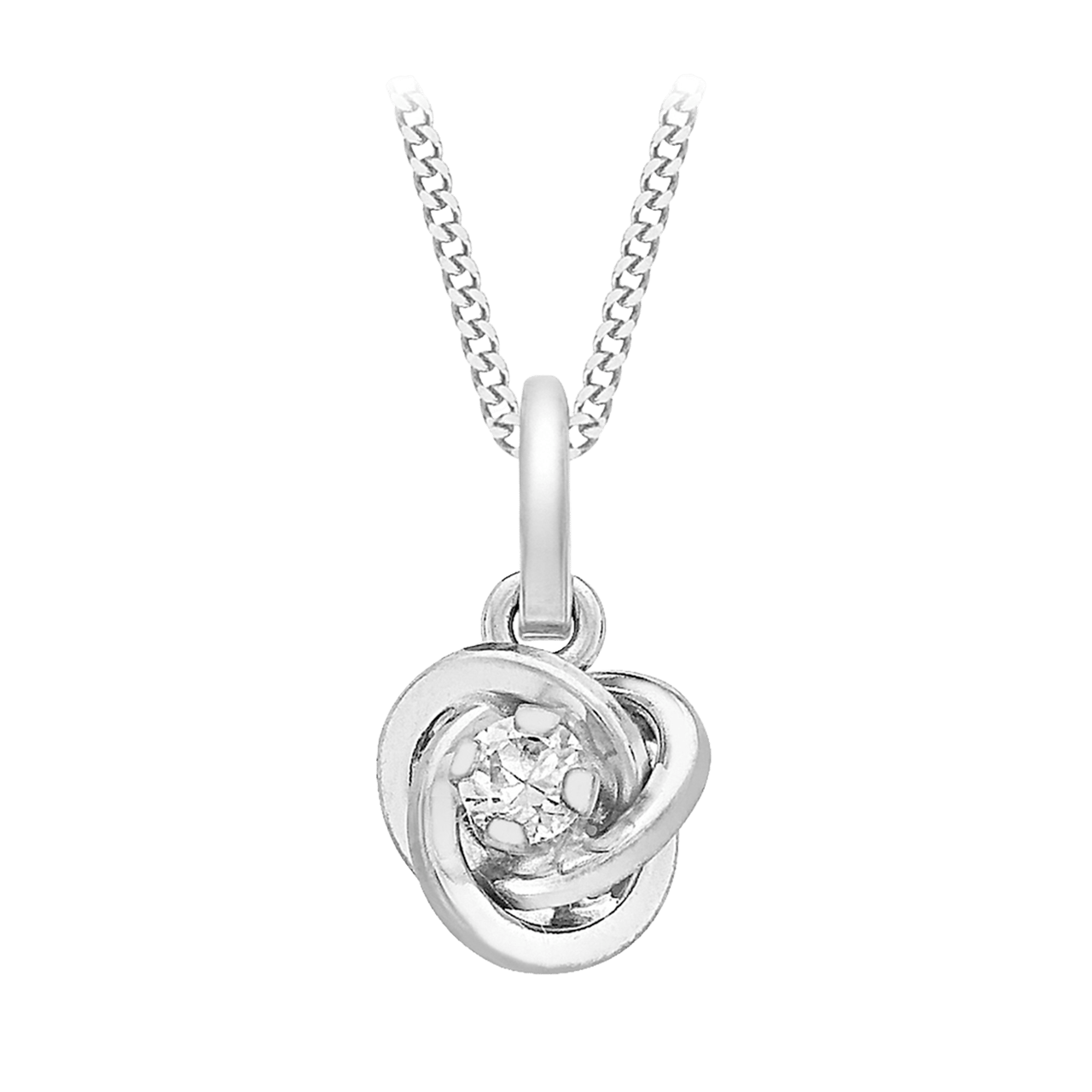9 karaat ketting met hanger knoop met zirkonia voor dames