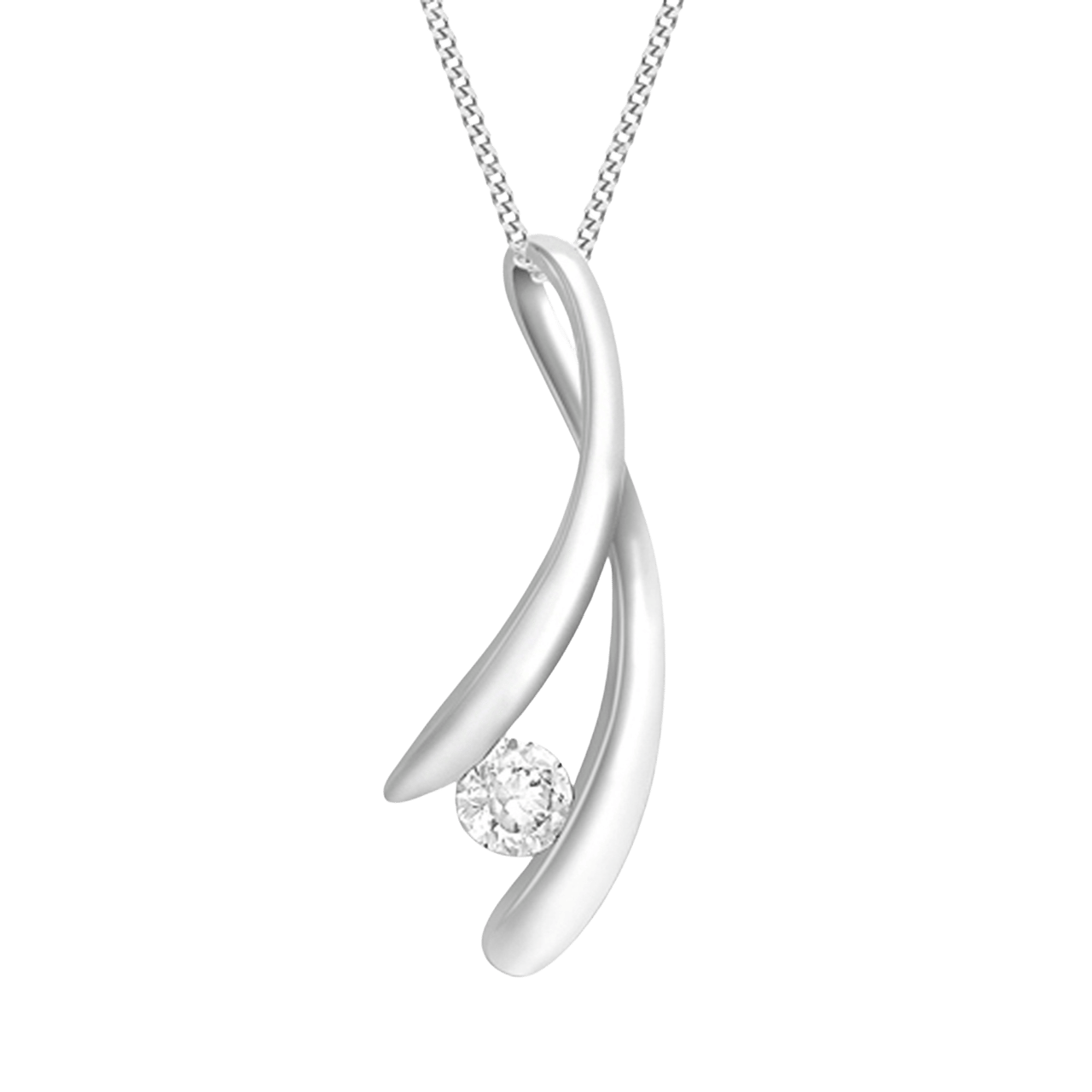 9 Karaat ketting met hanger lint met zirkonia wit