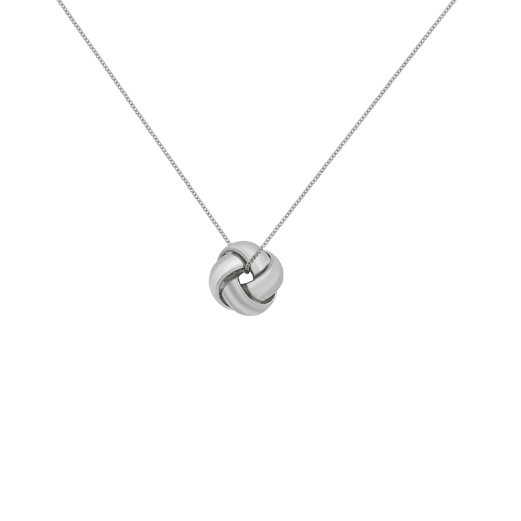 375 Gold Halskette mit Knotenanhänger, weiß