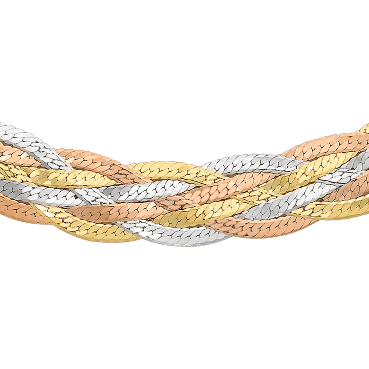 9 karaat tricolor ketting herringbone voor dames