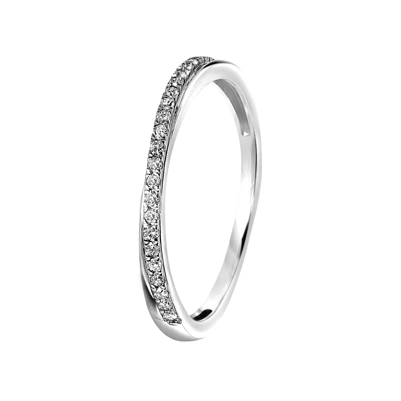585 Weißgold-Ring mit Diamanten