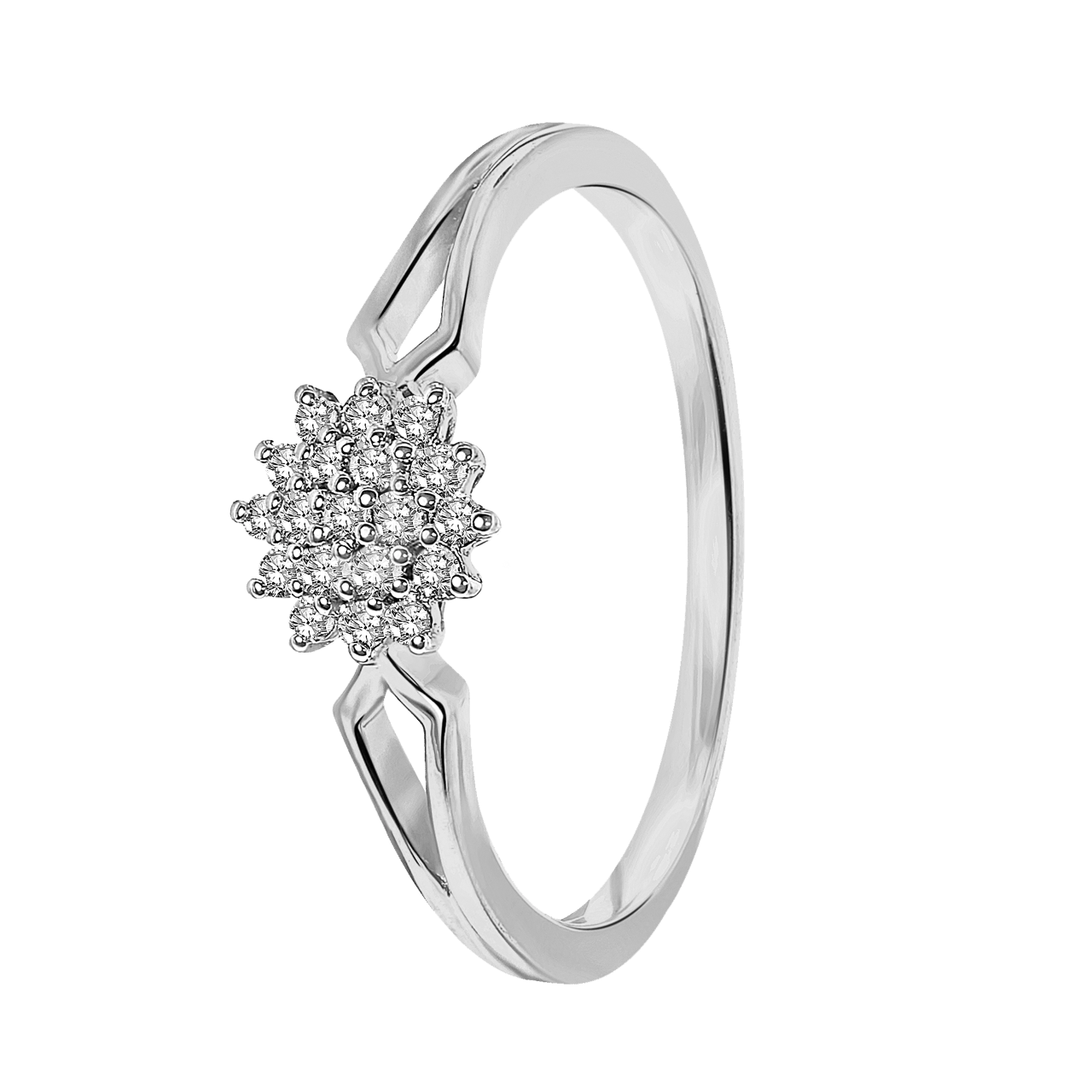 14 karaat witgouden ring entourage 19 diamanten 0,12ct