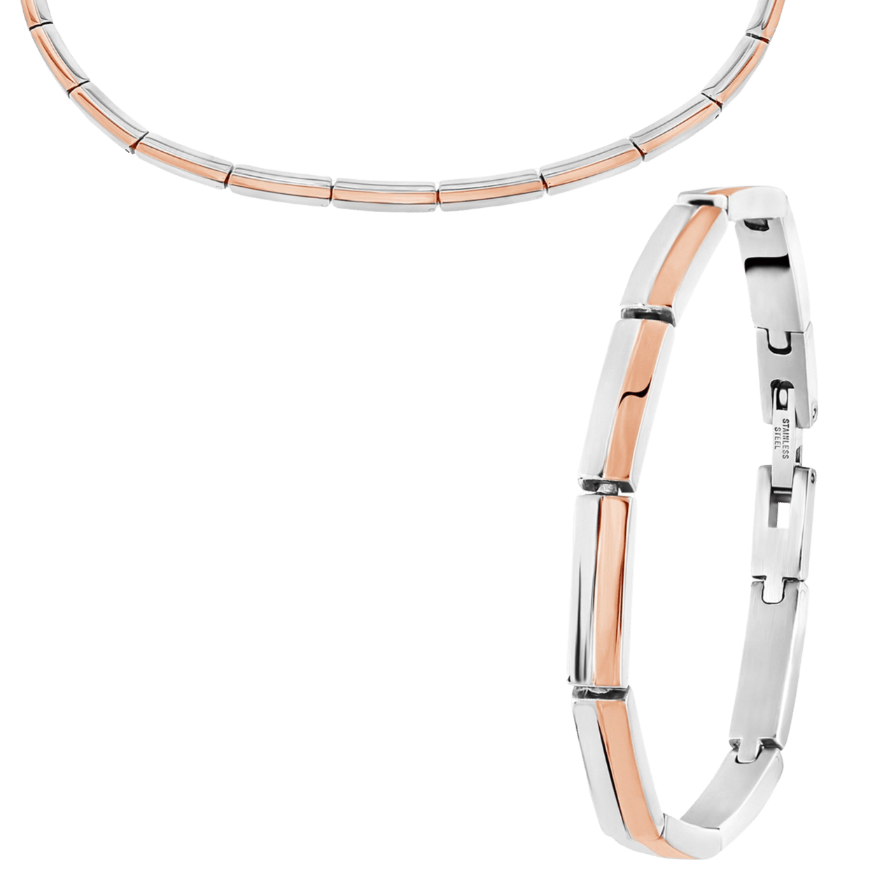 Gerecycleerd stainless steel set stainless steel/roseplated