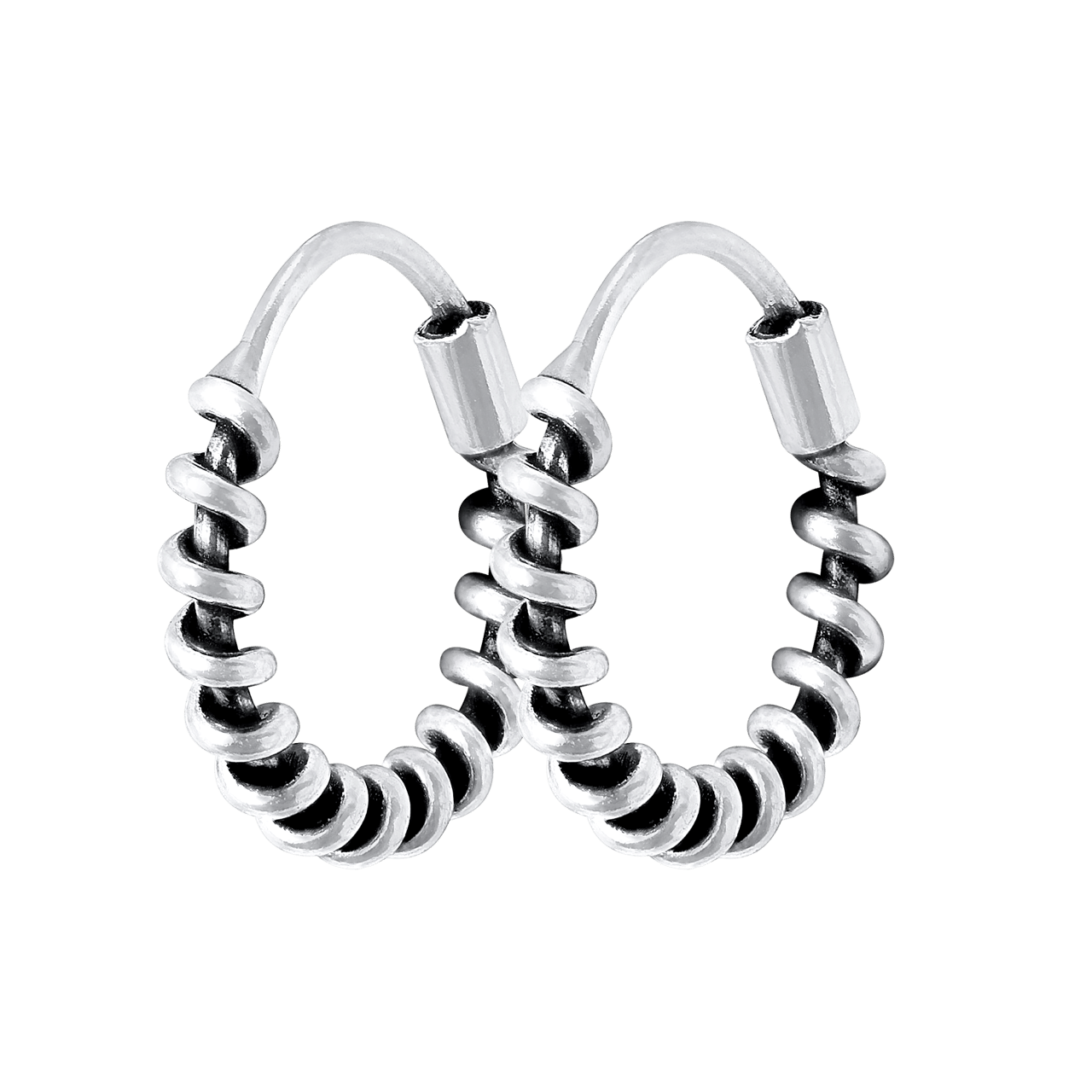 Zilveren oorbellen gedraaid Bali 12mm