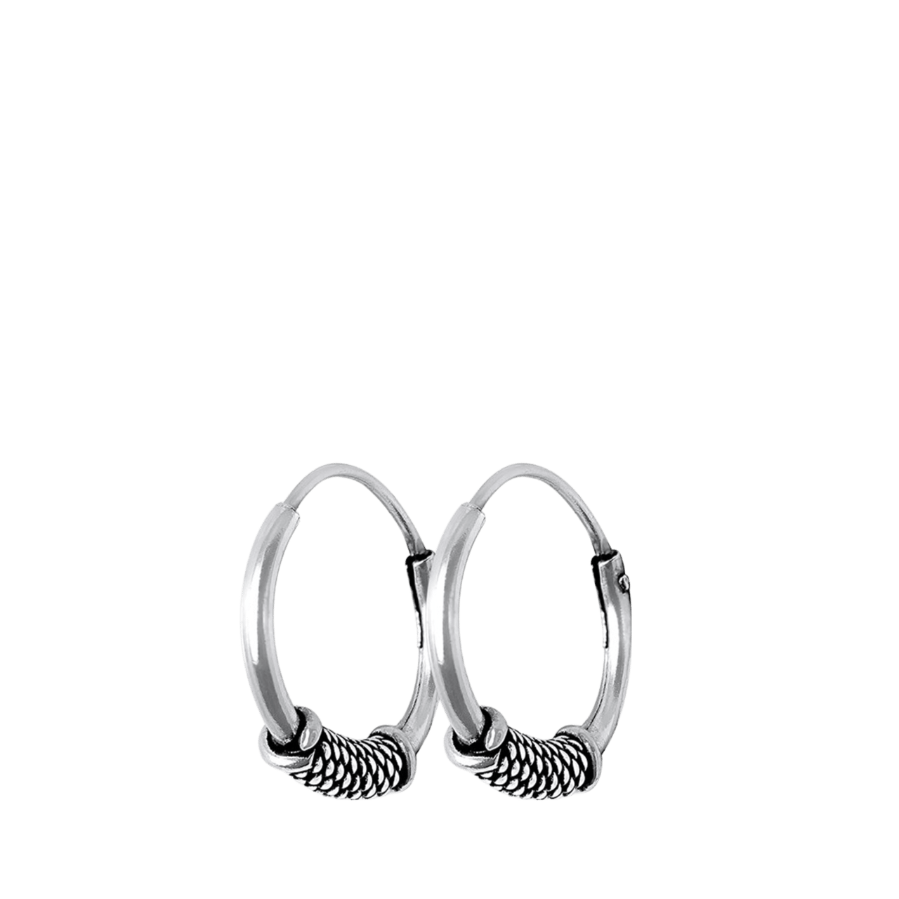 Zilveren oorbellen Bali 12mm