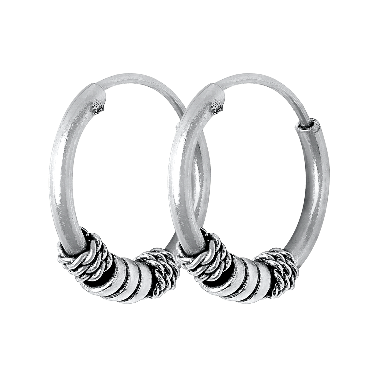 Ohrringe aus 925 Silber, Bali, 12 mm