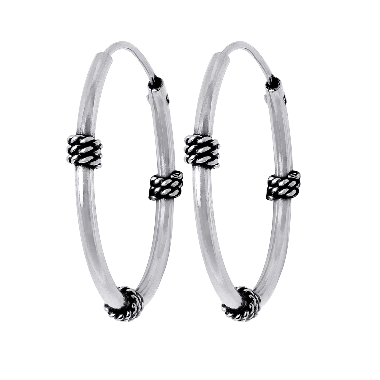 Zilveren oorbellen Bali 20mm