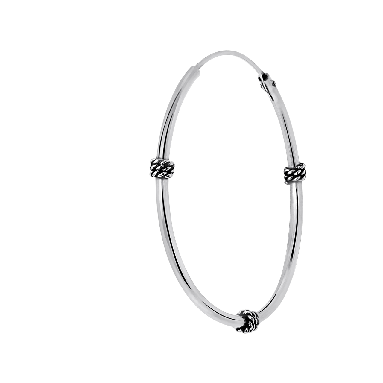 Zilveren oorbellen Bali 30mm