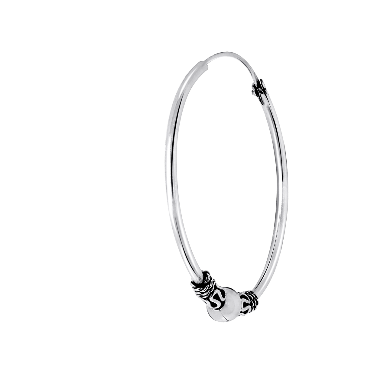 Zilveren oorbellen Bali 30mm