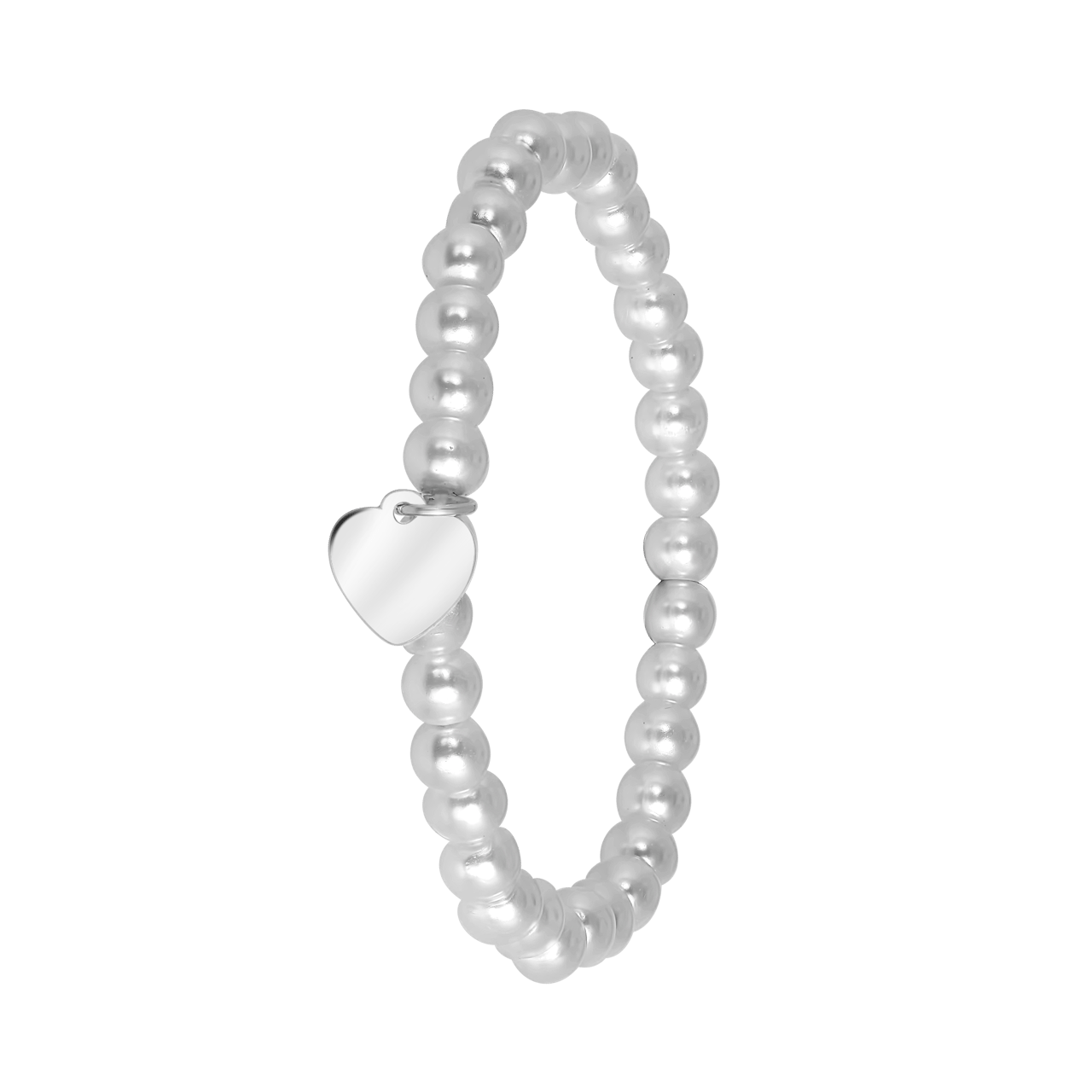 Bijoux zilverkleurige parelarmband hart voor dames