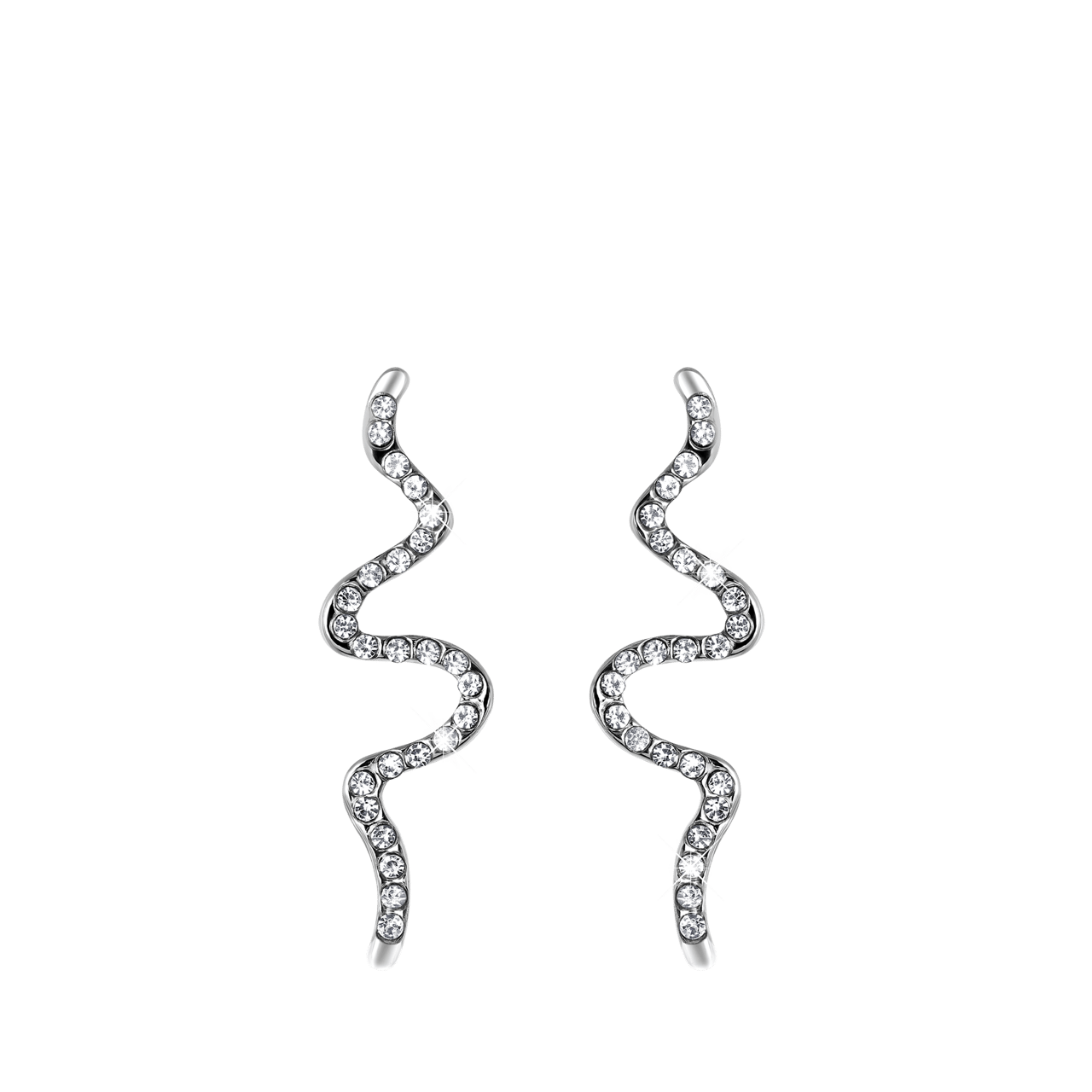 Bijoux zilverkleurige oorknoppen slang voor dames