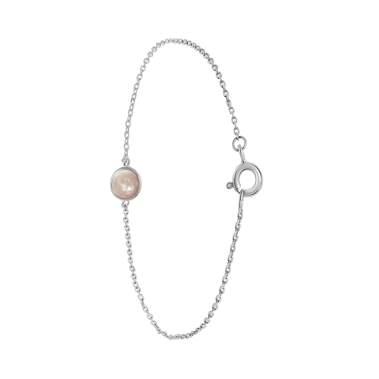 Zilveren armband rond rose quartz Bali