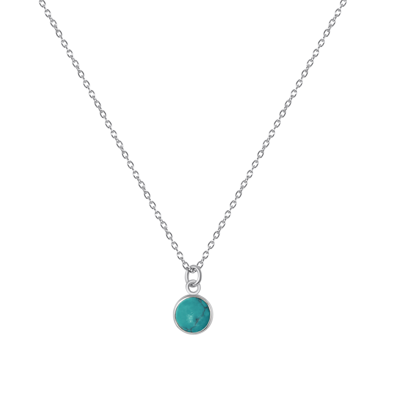 Zilveren ketting&hanger rond turquoise Bali