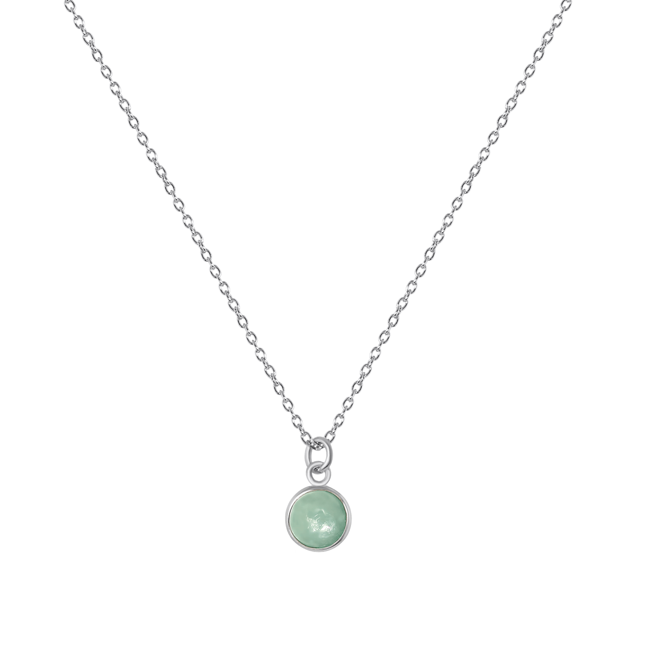 Zilveren ketting&hanger rond amazonite Bali