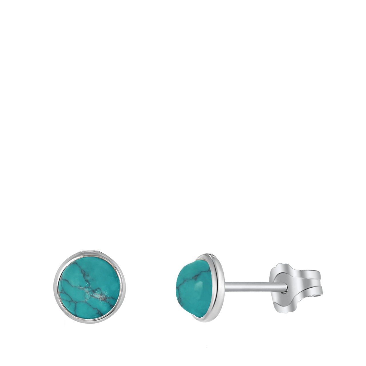 Zilveren oorbellen rond turquoise Bali