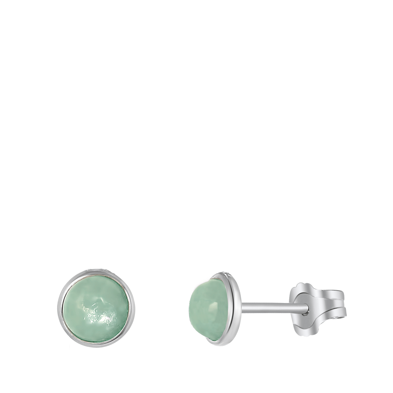Zilveren oorbellen rond amazonite Bali