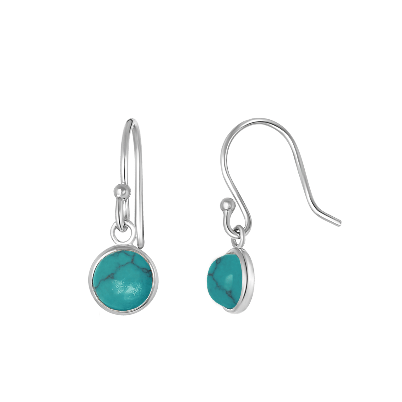 Zilveren oorbellen rond turquoise Bali