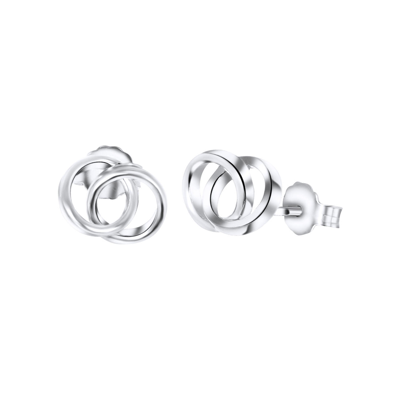 Rhodinierte Silber-Ohrringe mit 2 Kreisen