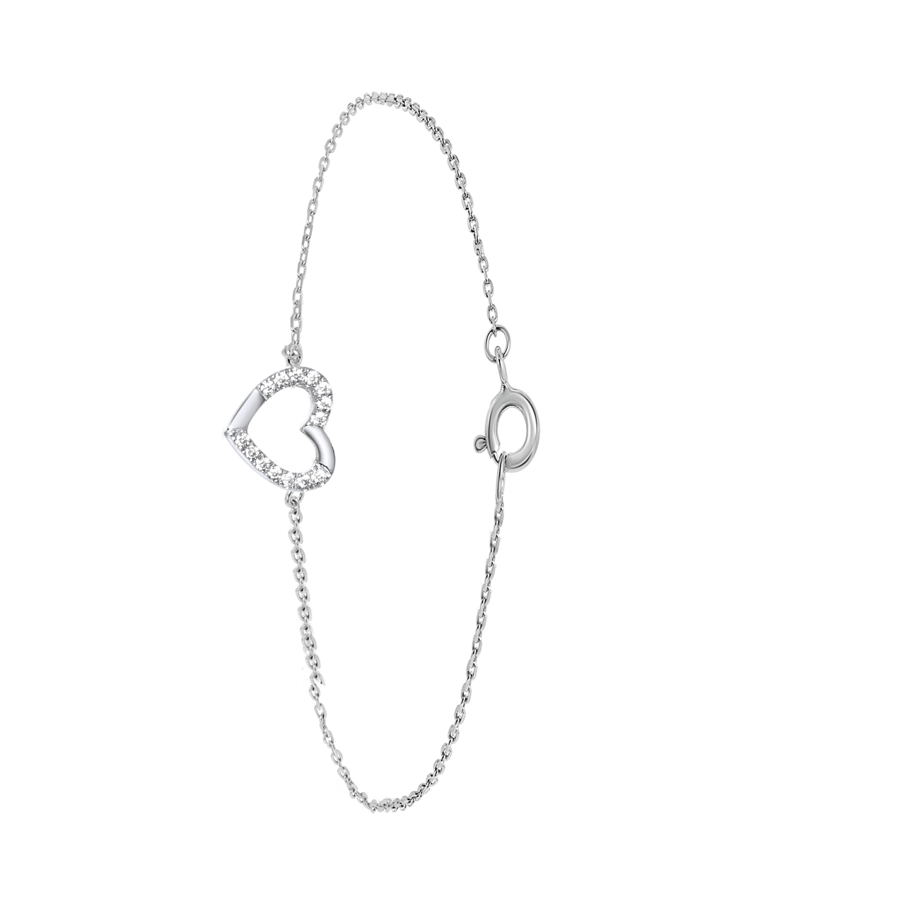 Armband, 925 Silber, Herz mit Zirkonia