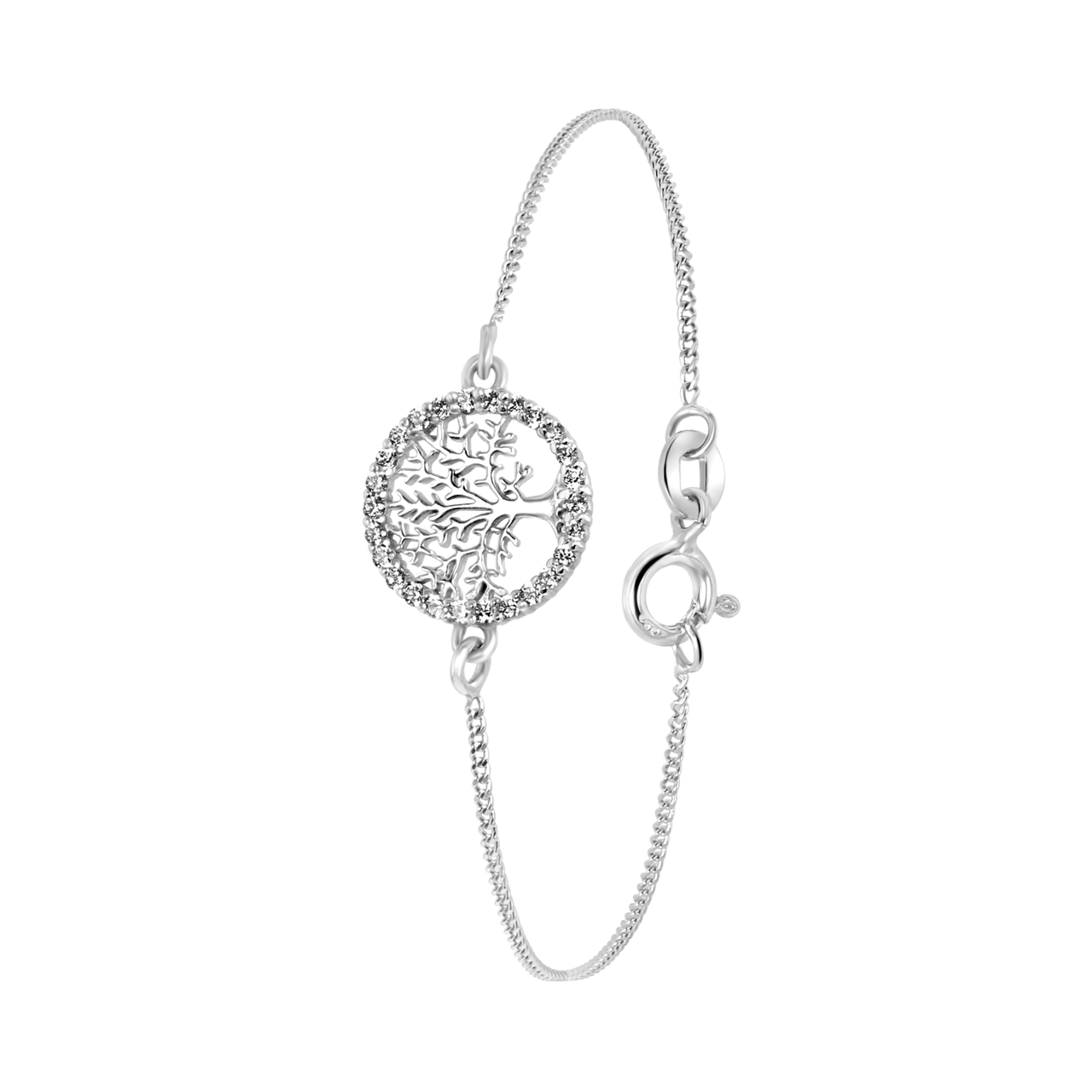 Zilveren armband levensboom met zirkonia