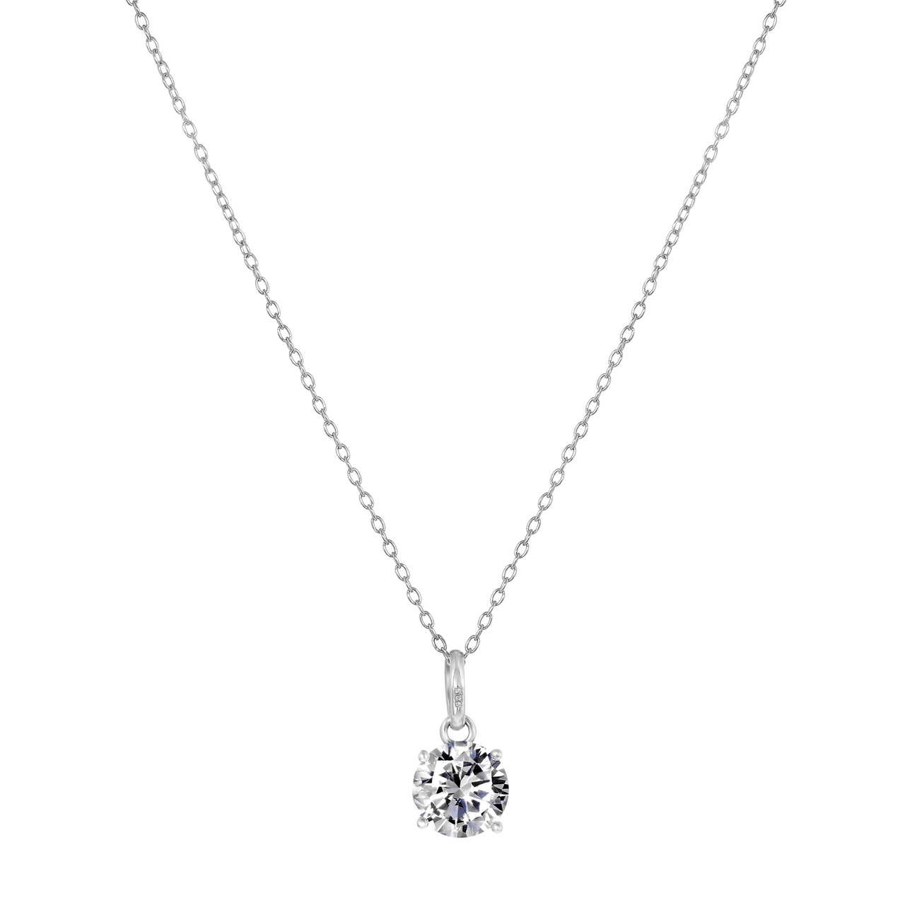 Zilveren ketting&hanger met zirkonia