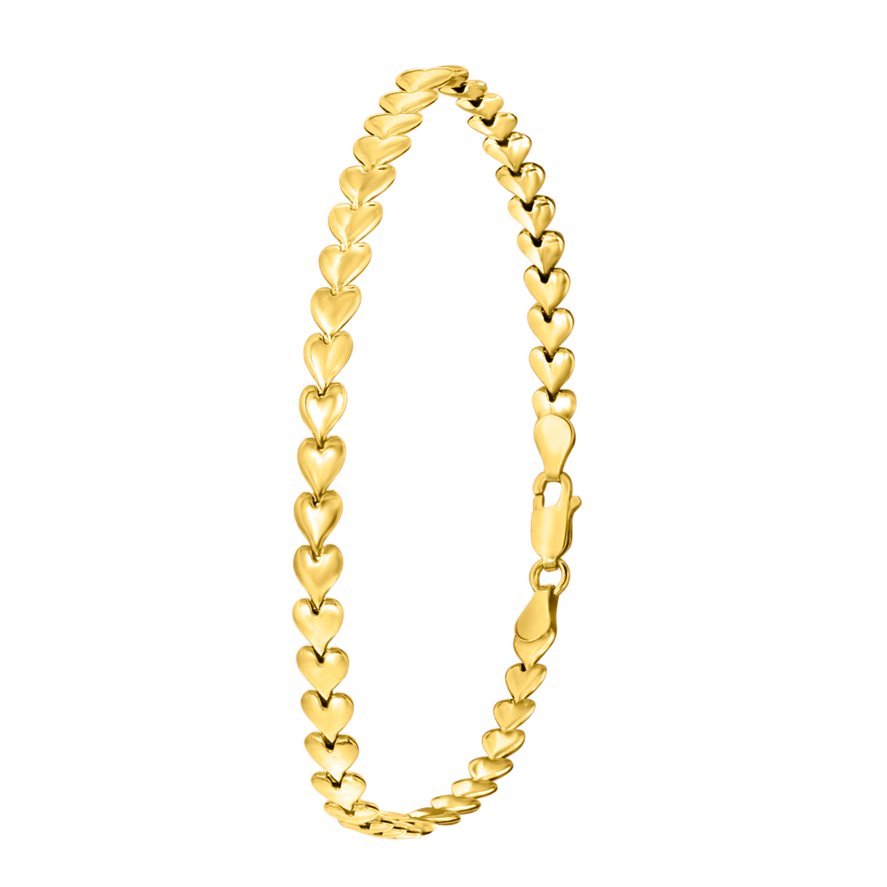 Rotvergoldetes Silberarmband mit Herz-Glied