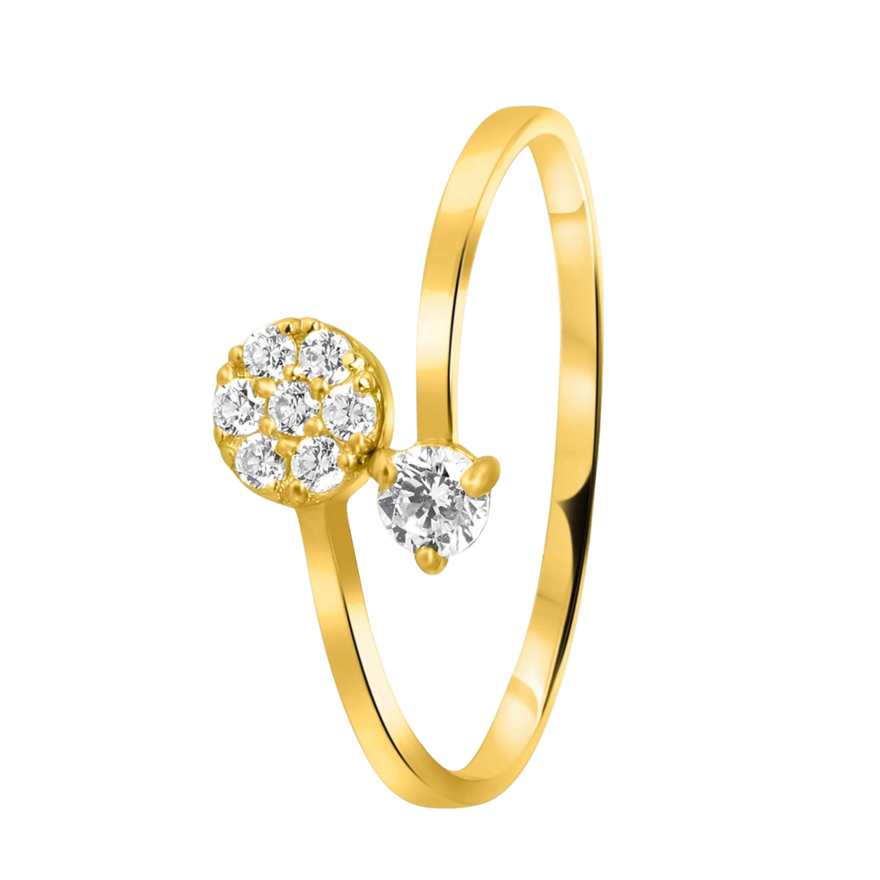 14 Karaat geelgouden ring met zirkonia
