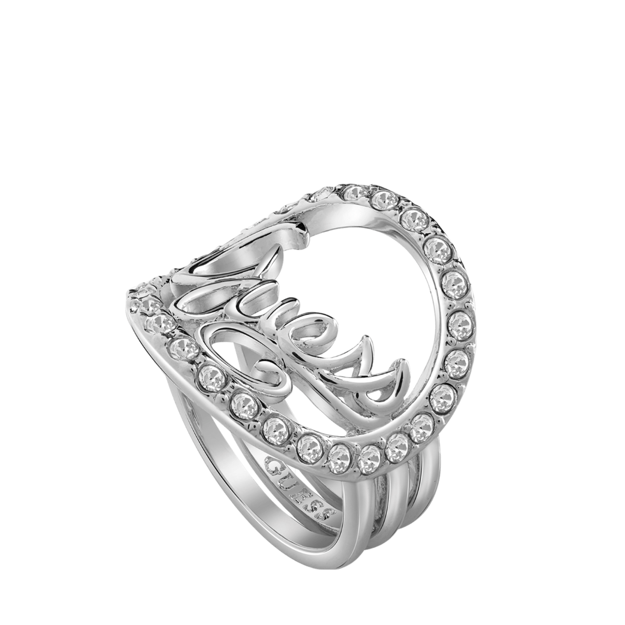 Guess rhodiumplated ring kristal