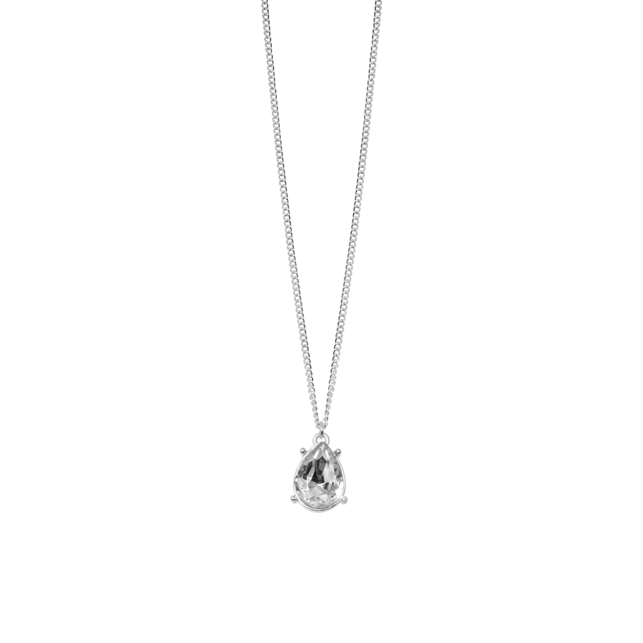 Zilverkleurige byoux ketting met hanger druppel