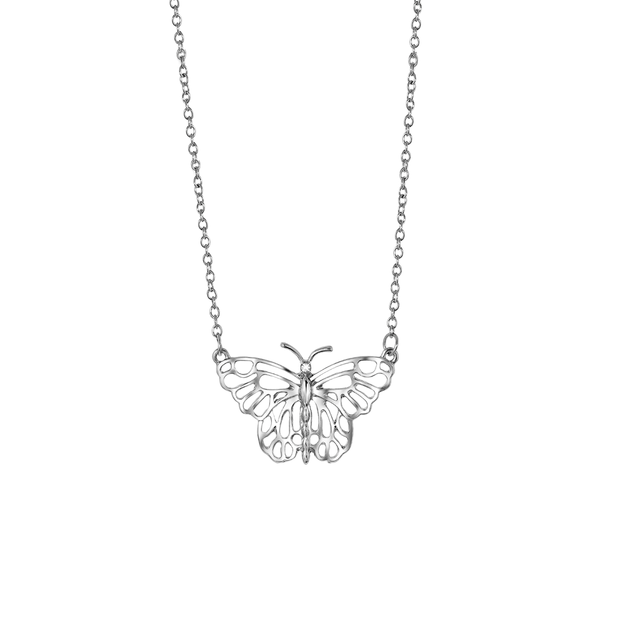 Zilverkleurige byoux ketting met vlinder