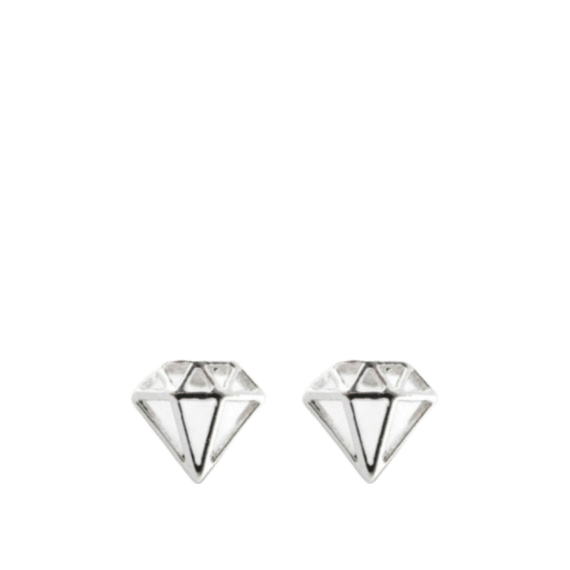 Zilverkleurige byoux oorbellen diamantvorm