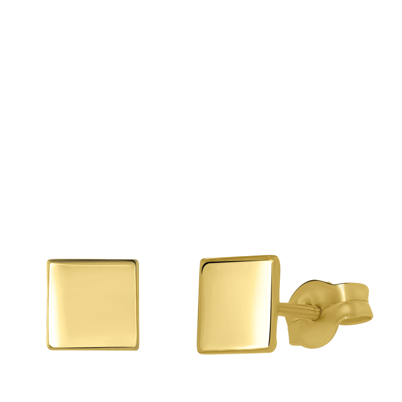 14 Karaat geelgouden oorbellen vierkant 4mm