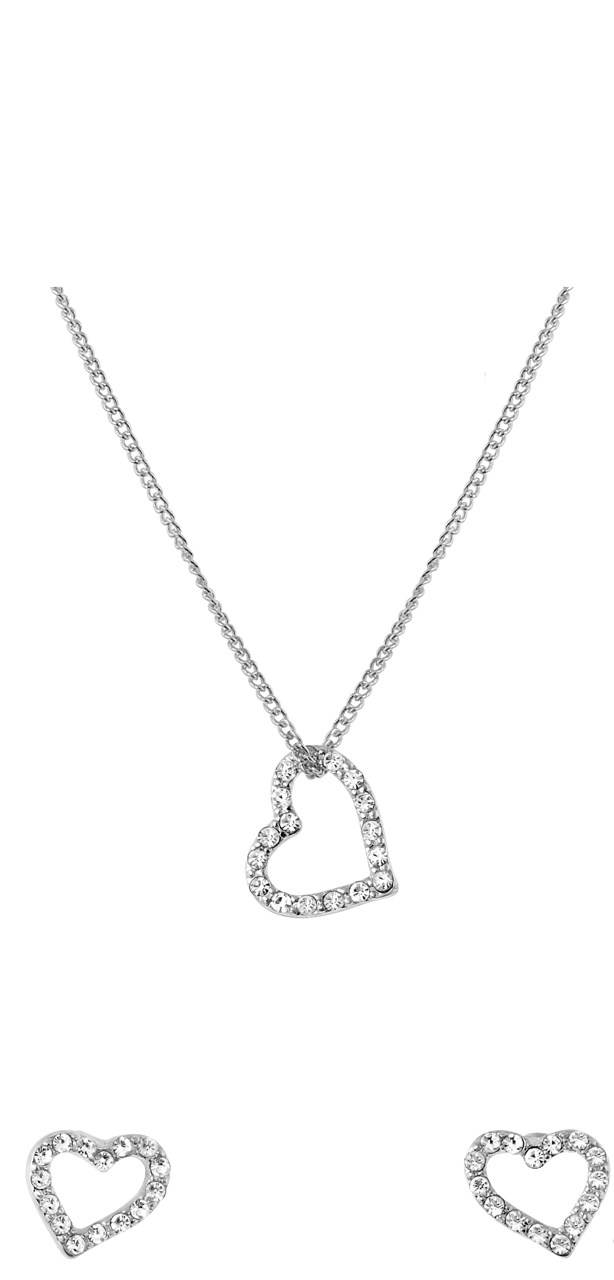Byoux set ketting met oorbellen hartje
