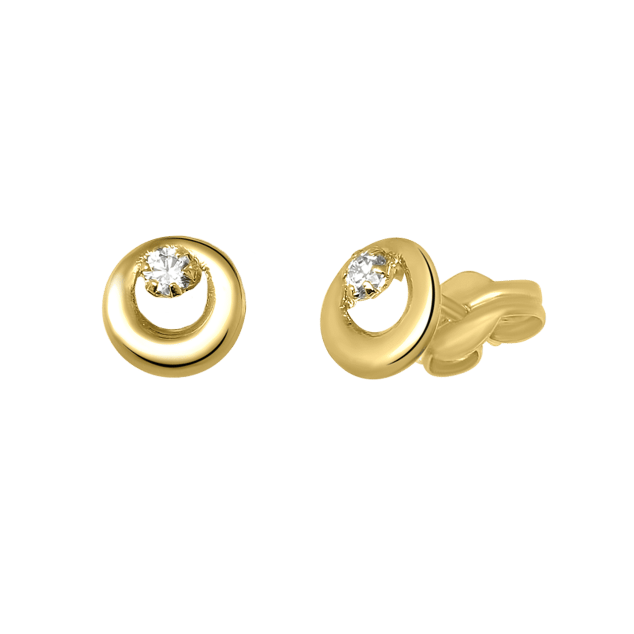 585 Gelbgold Ohrringe mit Zirkonia, rund 6 mm